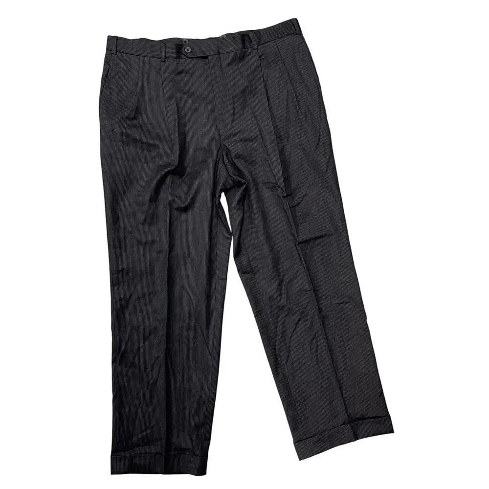 Brooks Brothers Pinstripe Slacks Gray Pants 100% Worsted Wool Super 100s